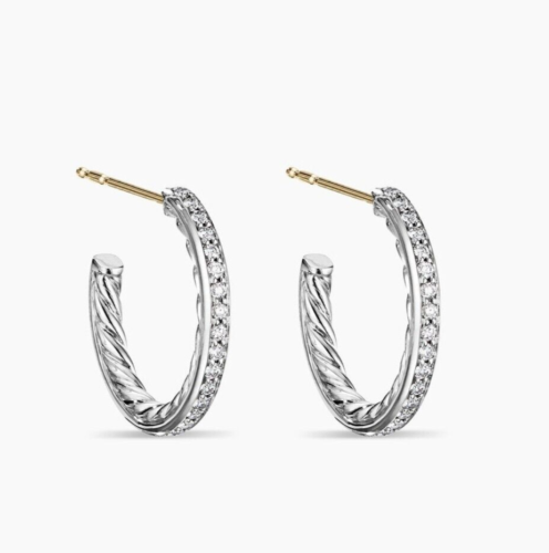 Aktueller Artikel - David Yurman Pavé Diamant Creolen - DY Rückseiten, Etui & Stoff - Bild 3 von 12