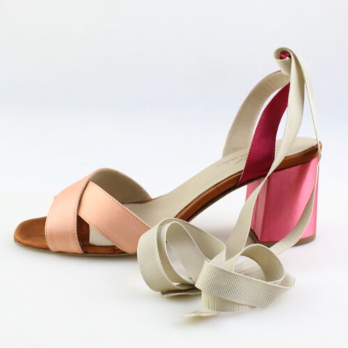 Chaussures Femme ANNIEL 38 Ue Sandales Rose Satin DC313-38 - Picture 1 of 2