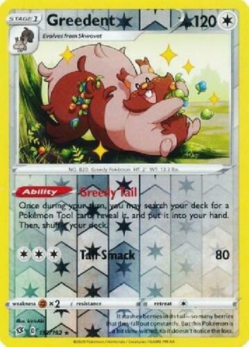 Pokemon - Greedent - 152/192 - Rare Reverse Holo  - Rebel Clash - NM/M