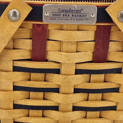 Longaberger 2003 Bee Basket+Prot+Liner AMERICANA RED WHITE BLUE