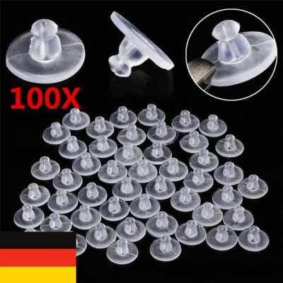 100 Stk Ohrring-Rückstopper   Transparente Silikon-Halter für Stecker Creolen