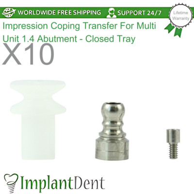 10x Impression Coping Transfer For Multi Unit 1.4 Dental Prosthetics Closed Tray