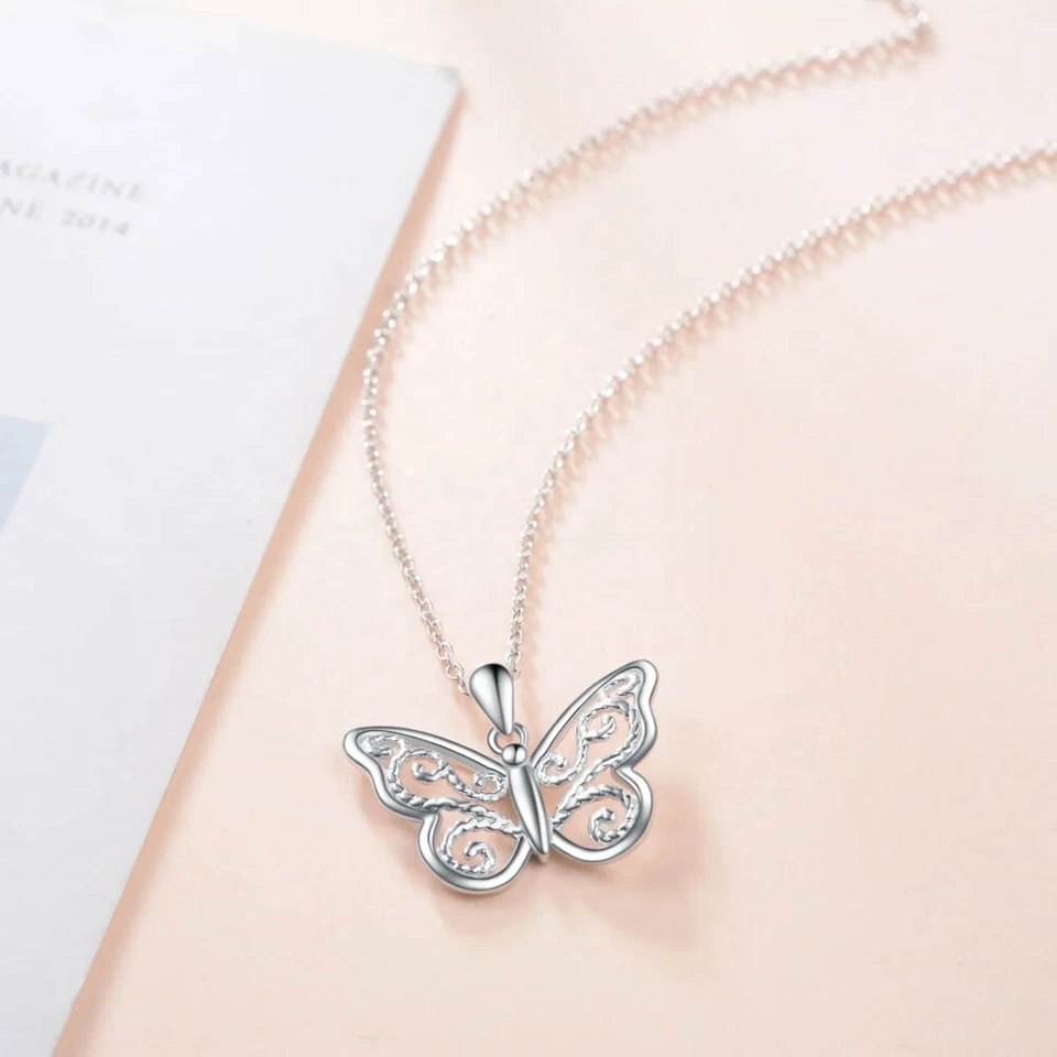 Colar pingente borboleta prata esterlina 925 MLD - Joia folheada a ródio - Imagem 3 de 4