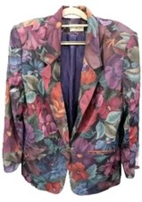 Vintage USA Made Alfred Dunner Women's Floral Blazer 12 - Casual Jacket Flowers
