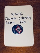 Pin's original WW1 Forth Liberty Loan Première Guerre mondiale campagne drapeau pinback bouton