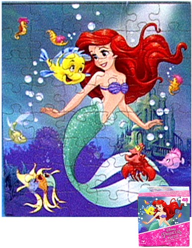 14pc Disney Princess Puzzle Pack 48 Deluxe with DSE Bonus Mystery Towel for Kids - Picture 2 of 10