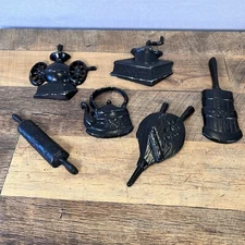 Vintage Mexico Metal Wall Plaques Set of 6 Mini Butter Churn Kettle