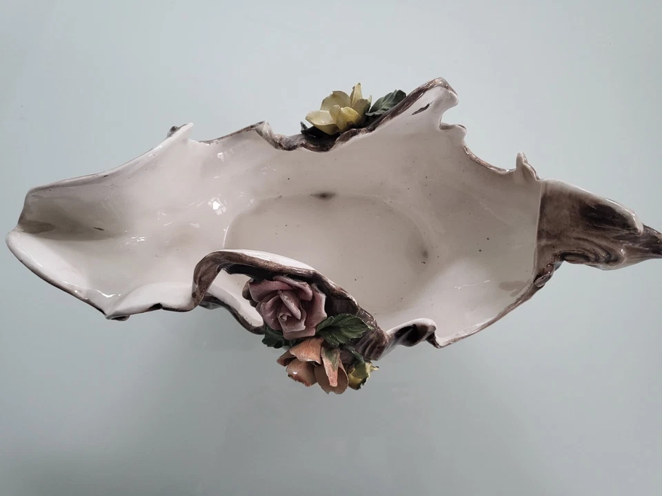 Cuenco artesanal vintage decorativo único italiano hermoso estado aprox 15 pulgadas Foto 4 de 4