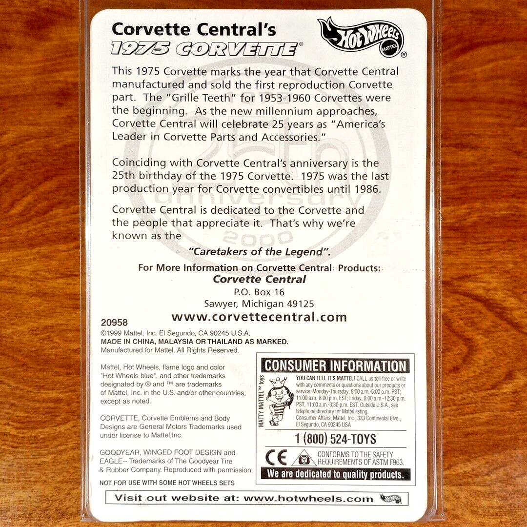 Vintage Hot Wheels Corvette Central 1975 Chevy Stingray Yellow