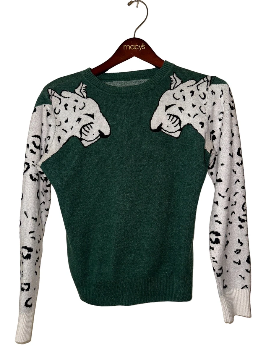 Green sweater with leopard best sale sleeves