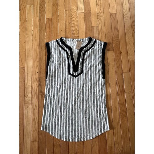 J.Crew Women's XS Black & White Striped Sleeveless V-Neck Blouse Casual Spring - Picture 2 of 6