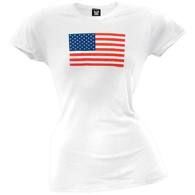 American Flag White Juniors T-Shirt | eBay