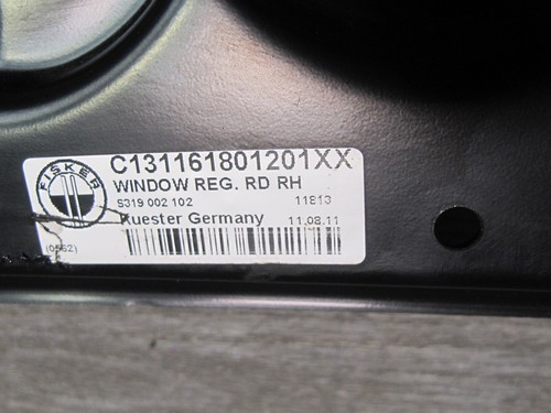 🥇11-12 FISKER KARMA REAR RIGHT DOOR GLASS WINDOW REGULATOR W MOTOR OEM - Zdjęcie 14 z 18