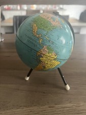 Petit globe terrestre Taride 1963 mappemonde carton métal tripode D 16 cm