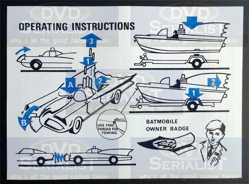 Batman CORGI Toy 107 BATBOAT & 267 BATMOBILE Reproduction OPERATION INSTRUCTIONS