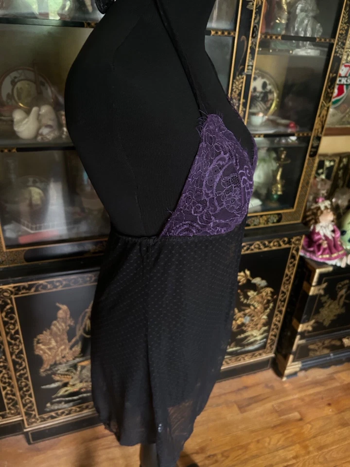 Платье-комбинезон Vamp Whimsigoth Fredericks of Hollywood черное фиолетовое кружевное белье - Изображение 4 из 4