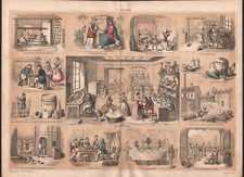 1860 Belle Lithographie L'argile potier poterie fabrique de porcelaine faïence