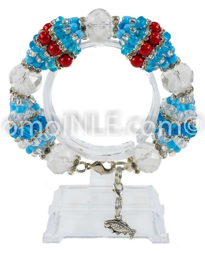 Yemaya Ashaba Idde De Mazo Camino Achaba Con Cuentas De Crystal Y Coral Genuino Ebay