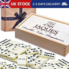Jaques of London Dominoes - Club Double Nine Dominoes Set in Wooden Lid Slide D9