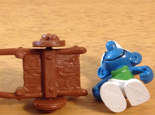 Vintage Garden Smurf w/ Wagon 1978 Toy Figurine Peyo - Foto 3 di 3