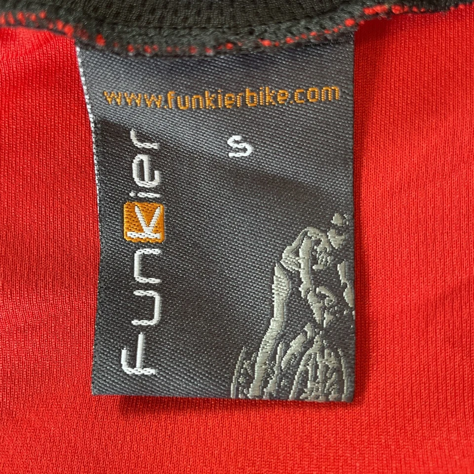 Camiseta deportiva de ciclismo Funkier Bike manga corta cremallera completa roja/negra pequeña Foto 4 de 4