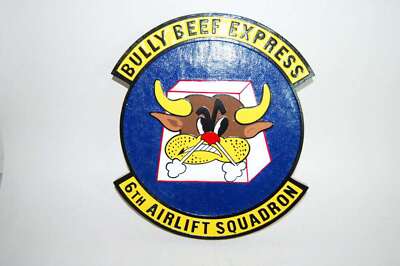 6th Airlift Squadron Plaque,14'', Mahogany