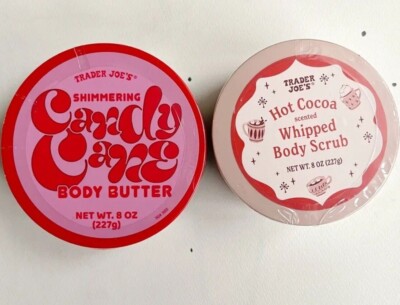 Trader Joe s Candy Cane SHIMMERING Body Butter And Hot Cocoa Whipped Body Scrub