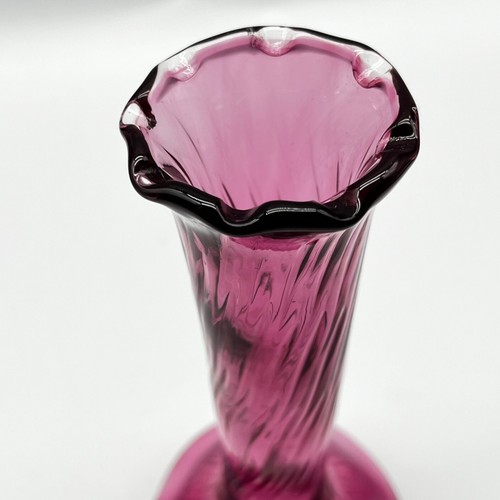 Schöne Amethyst Studio Kunst Glas gewirbelte 7" Knospe Vase - Bild 6 von 11