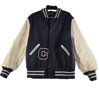 Vintage 80's SKOOKUM Letterman Jacket Blue & White Size 40 100