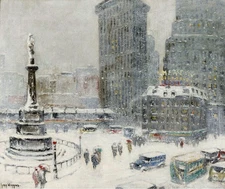 Guy Carleton Wiggins : Columbus Circle : 1936 : Archival Art Print
