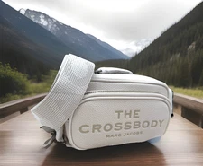 AUTH NWT Marc Jacobs The Logo Mini Leather Webbing Strap Crossbody Bag-Cotton