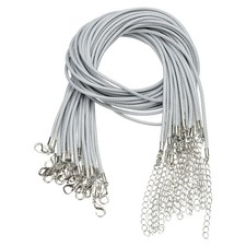 Waxed Necklace Cord, Necklace String Rope 2mm 17 in 20 Pack Gray