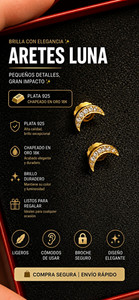 Authentic Silver 925 18K Yellow Gold Plated Moon Crystal Stud Earrings Butterfly Back
