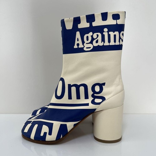 MAISON MARGIELA English Print Leather Tabi Boots Size 35 2020 From Japan Used - Picture 9 of 12