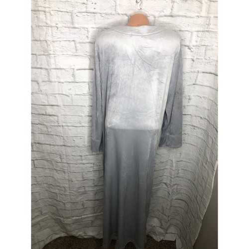 Miss Elaine Embroidered Zip Front Robe Sz M Gray $94 Long Length Soft NWT - Afbeelding 3 van 6