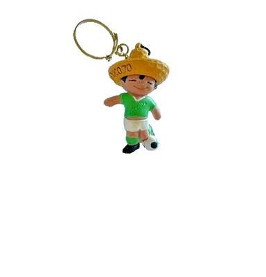 Vintage Juanito Maskottchen WM 1970 Mexico Schlüsselanhänger Figur FIFA Soccer