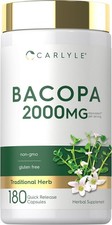 Bacopa Monnieri Capsules 2000mg 180 Capsules Gluten Free by Carlyle