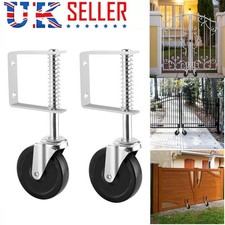 2 X Spring Loaded Heavy Duty Gate Wheels Farm Timber Door 4" Swivel Wheel Fence