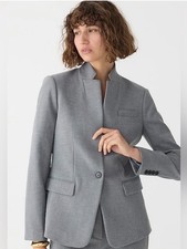 J.Crew Regent Single Button Blazer Size 10P Notch Collar Gray Pockets Office NEW