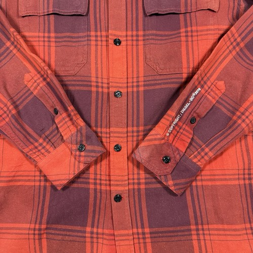 Diesel Long Sleeve Plaid Shirt Men's Sz Medium Orange Red Button-up 100% Cotton - Bild 2 von 12