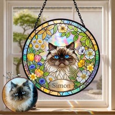 Custom Pet Suncatcher, Personalized Stained Glass Portrait Window Hanging