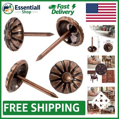Antique Red Copper Upholstery Nails - 100pcs Daisy Pattern for DIY Projects