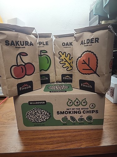 Smoking Wood Chips Smoker - Set of 4 - Apple Wood Chips for Smoker, BBQ Wood ...