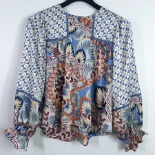 Fate floral satin flowy blouse size small