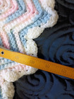 Hand Crafted Crocheted Pastel Pink, Blue And White Baby Afghan. Chevron Pattern — photo 6