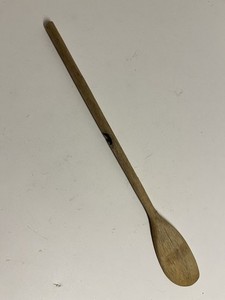 Bamboo Stirring Spoon Or Cooking Stick, Vintage, Branding On Handle, 13” Long
