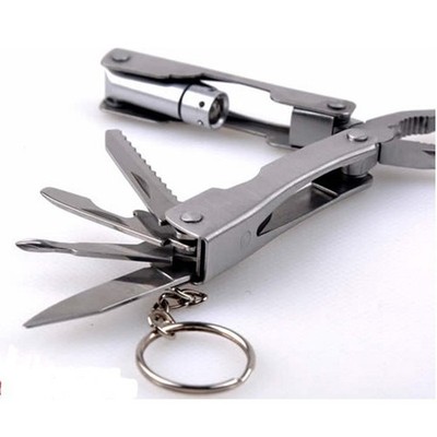 Multitool Pliers Pocket Knife Camping Fishing Flashlight w Carry Pouch