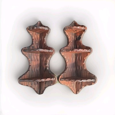 Vintage französisches rustikales Holz Holzständer Eckregal Wandbehang Vitrinenregale