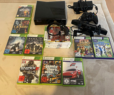 Microsoft Xbox 360 250gb Konsole mit Kinect, Controller,15 Spielen