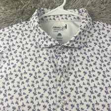 Johnnie O Polo Shirt Mens Large White Floral Vern Performance Golf Stretch